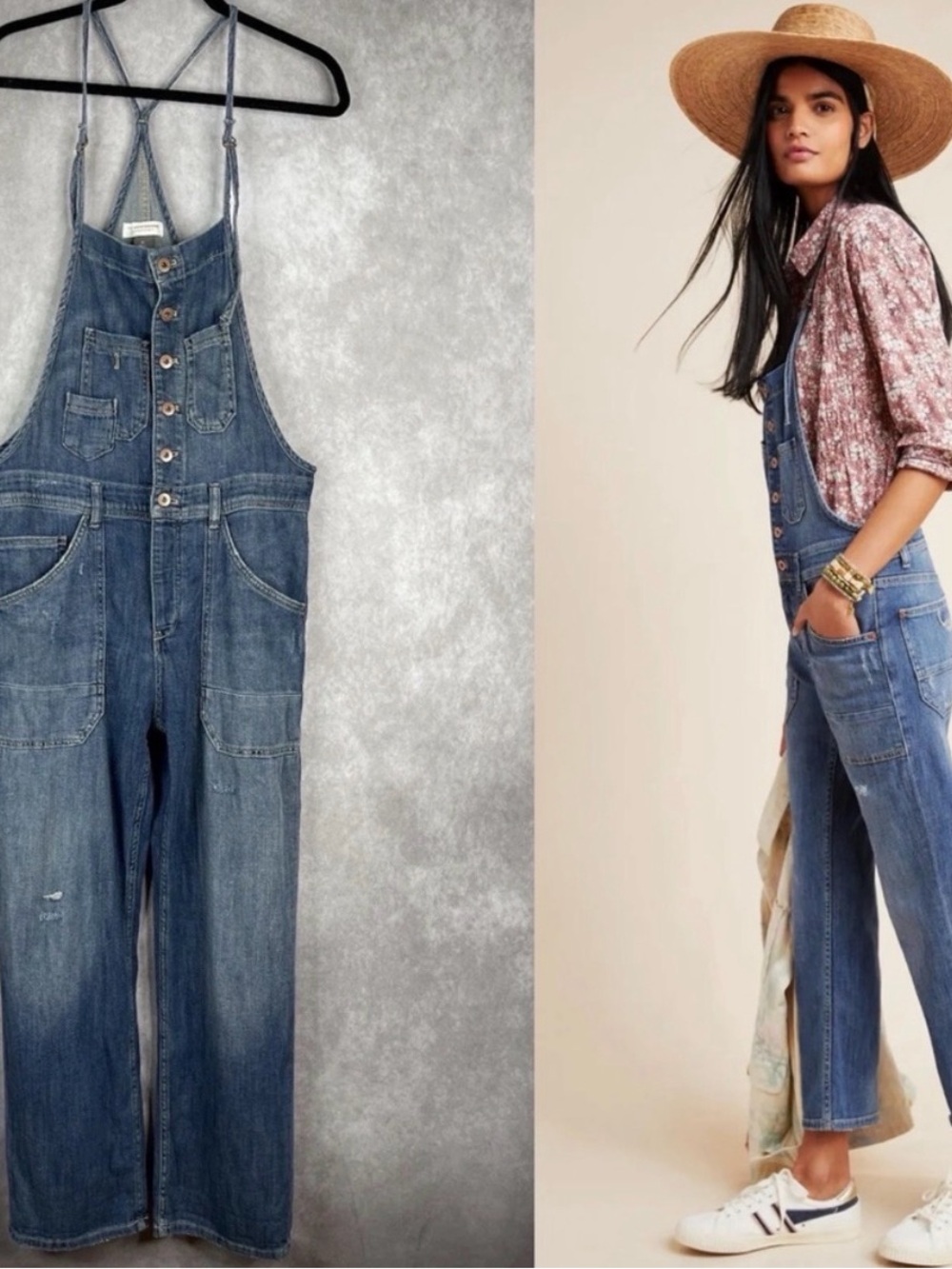 Pilcro And The Letterpress x Anthropologie The Painters Denim Overalls Size 29 - Picture 2 of 5